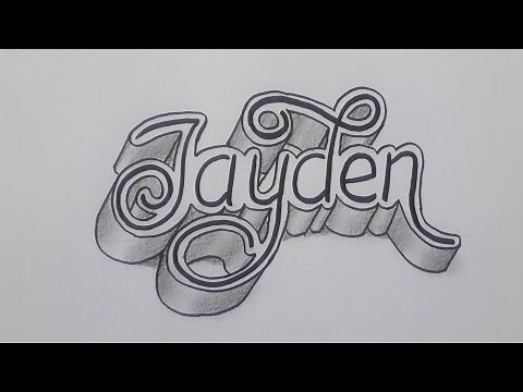 How To Draw 3d Name Jayden On Paper / Drawing Calligraphy Easy Art For Beginners Step By Step