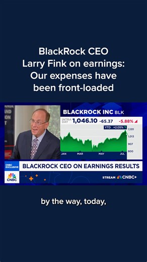 BlackRock CEO Larry Fink on Tuesday said the asset manager is experiencing "great" organic growth, but that its "front-loaded" expenses may seem too high to some investors. | CNBC