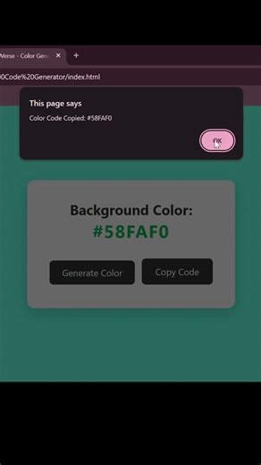 Color Code Generator | HTML, CSS & JS #webdesign #webdevelopment #colorcode #viral #htmlcss #advance