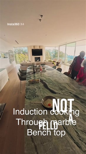 Induction cooking through Marbel Bench top.