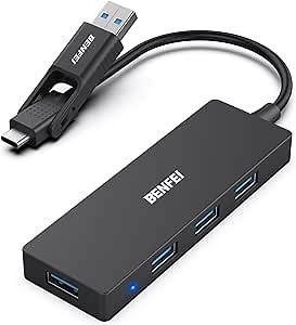 BENFEI USB 3.0 Hub, USB C Hub, 4-Port USB 3.0, Compatible for MacBook, Mac Pro, Mac mini, iMac, Surface Pro, XPS, PC, Flash Drive, Mobile Hard Drive
