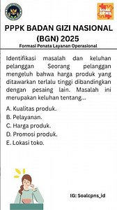 SOAL FORMASI PENATA LAYANAN OPERASIOANL PPPK BGN 2025 #pppk #bgn