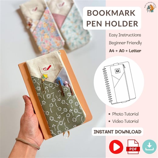 Elastic Book Band Pen Holder PDF Sewing Pattern, Journal Pencil Pouch With Pockets - Etsy