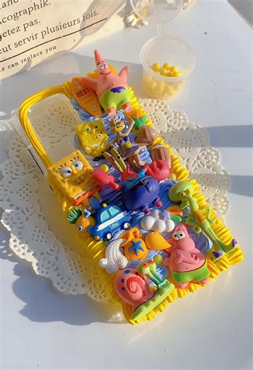 Custom Colorful SpongeBob Phone Case for a SpongeBob Lover 💛🌈 #decodenphonecase #kawaiiaesthetic #diy #cutephonecase #decoden