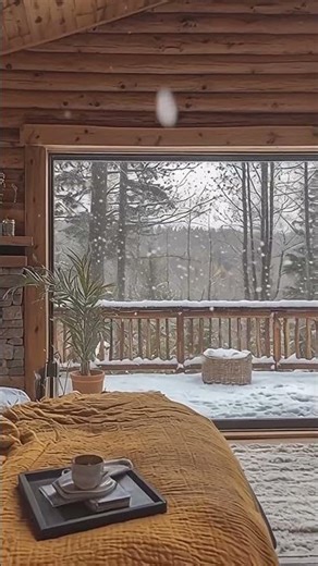 A Romantic Winter Escape | Cozy Cabin, Fireplace & Falling Snow 💕❄️ #asmr