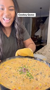 14K views · 1.8K reactions | Cowboy Queso 1lb ground beef Bell pepper and onions 6 ounces of Velveeta cheese 1/2 block cream cheese 1 cup pepper jack cheese 1/2 can drained corn and black beans Add beef broth if it’s too thick #cowboyqueso #queso #cheesedip | Tina Farmer | Facebook