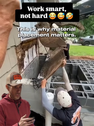 Work smarter… not plywood. 😅 Tight access heavy material “we’ll make it work” usually ends like this. No hate — we’ve all been there. But there’s a reason material placement matters more than people think. There’s always a better way to move dirt.