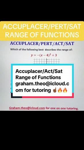 ACCUPLACER/PERT/SAT/ACT/TSI: Graphing functions and identifying the range. Math Made Easy by Professor G! Contact me at graham.theo@icloud.com for 1 on 1 tutoring. #mathmadeeasybyprofessorg #mathtutor #mathprofessor #mathematics #maths #math #fyp #fypviralシ #foryoupage #blackticktok #accuplacermath #accuplacer #sat #act #pert #tsi #accuplacertest #accuplacerstudyguide #mathmadeeasy #college #highschool #middleschool #sattips #acttips #sattutor #acttutor #functions #range #educator #educatorsofti