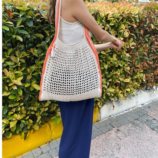 Mesh Beach Bag PDF PATTERN-TUTORIAL Video, Mesh Beach Bag Knit Summer Hobo Bag Vacation Boho Tote Bag for Women - Etsy UK