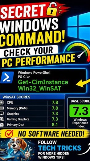 Check Your PC Performance with ONE PowerShell Command! 💻⚡ #Windows #PCPerformance #YouTubeShorts