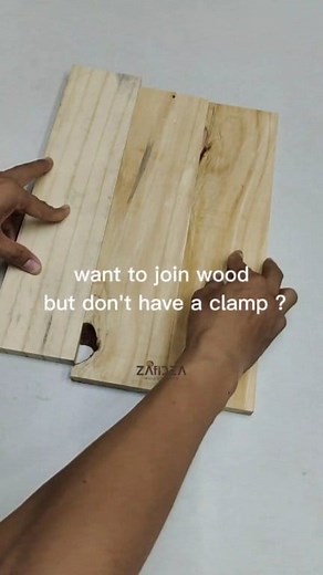 To connect wood, you need several clamps, especially wide wood. This is an easy way if we don't have a clamp, hopefully it's useful. #woodworking #reels #tips #diy | Zafidea Woodasmr