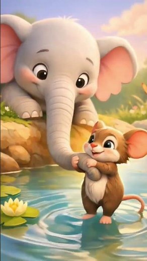 🐘🐭 Chhota dost, badi madad! 💖Dosti ka asli matlab ✨End tak dekho 😊#KidsShorts #ElephantAndMouse#☺️
