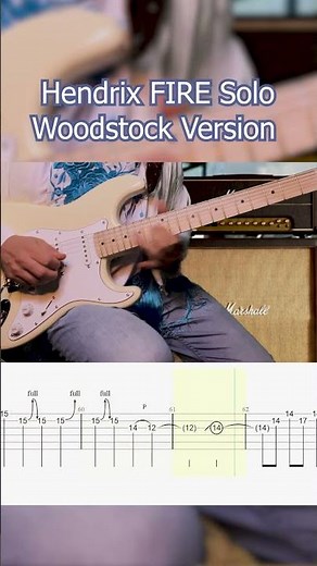 Hendrix FIRE Solo Woodstock Version (Guitar Lesson in 30s)