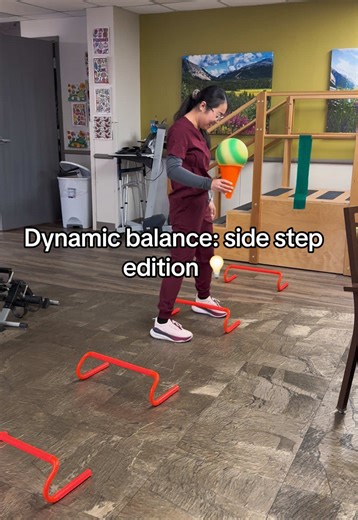 Dynamic balance: side step over hurdles edition💡 #occupationaltherapy #occupationaltherapist #otlife #balance #otinterventions