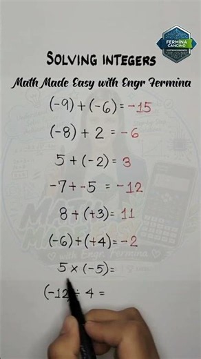 4 basic integer operations! #MathMadeEasywithEngrFermina #MathTips #Integers #LearnMath