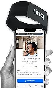 Linq Stretch - Smart NFC and QR Bracelet Wristband - Easily Share Contact Info, Social Media, and More!… (Black)