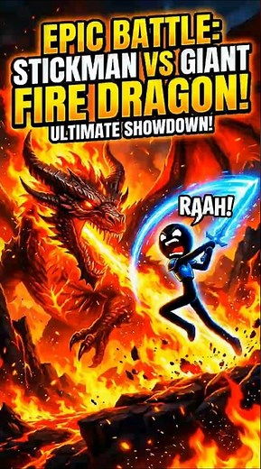 Epic Stickman vs Fire Dragon Fight – Who Wins? #funny #animation #stickman #fighting #shorts