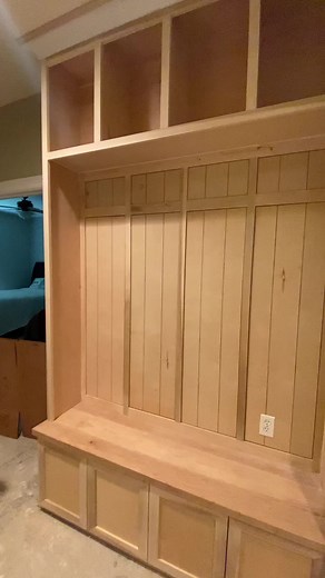 Custom Mudroom Cabinet with hidden storage. 🕵️📸🤌 #customwoodworking #fulshearmoms #katytxmoms #cincoranchmoms #functionalmudroom #woodworking | Ingrained Custom Woodworks, LLC