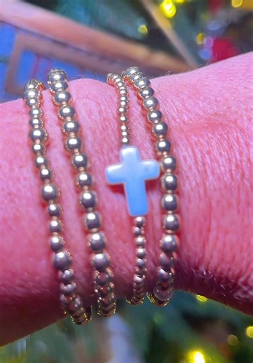 Love stackable bracelets with a cross. #jewelry #bracelet #crossbracelet #stackablebracelets