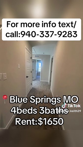 Welcome to your next home a beautifully designed, brand new single-family residence in a vibrant Blue Springs community. This home offers generous space, modern finishes, and comfort in every room perfect for families or professionals seeking style and convenience. Would you like to get more information about this beautiful house? Text or call me in 940-337-9283#apartmenttour #rent #apartmenthunting #bluespringsmo #fyp