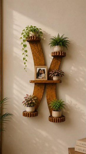 Luxury Wooden Wall Plant Shelf 🌿 | Modern DIY Home Decor Ideas | Aesthetic Living Room Decoration
