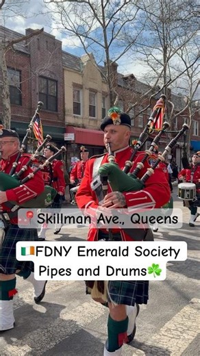 🇮🇪The FDNY Emerald Society Pipes and Drums at the St. Pat’s for All Parade in Queens. 🍀