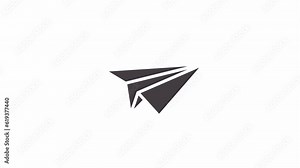 Paper plane flying on the sky. Vector icon animation. The background is entirely transparent. It can be used in the desired color background or on another video.