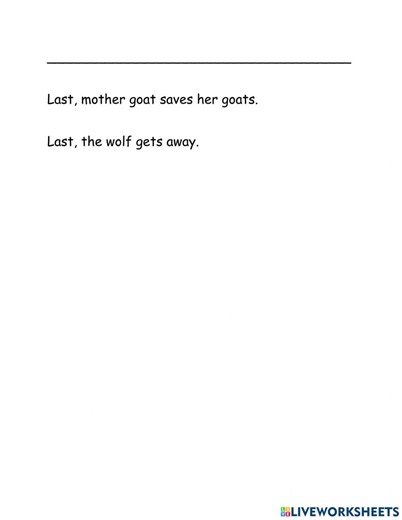 The Wolf and The Seven Little Goats worksheet