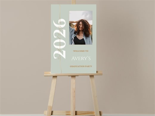 Graduation Party Welcome Sign: Classic Graduation Celebration Signage With Photo GRAD1 - Etsy