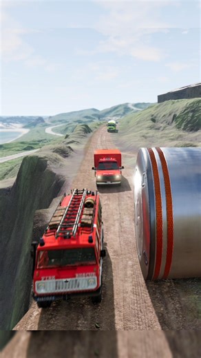 BeamNG Lucky vs Unlucky Vehicles Crash in Giant Pit Bollard | BeamNG Drive Gameplay #shorts