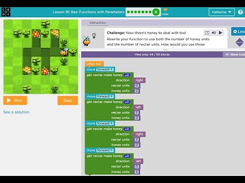 Code.org - Course 4 - Lesson 16 Bee Functions with Parameters
