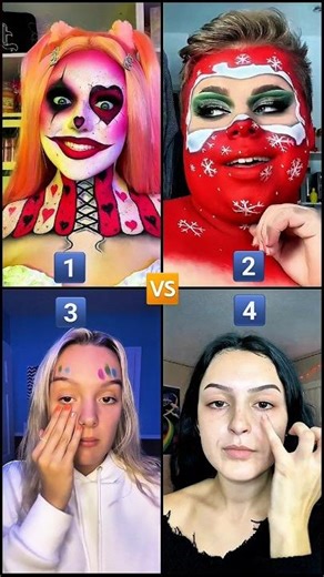 1 vs 2 vs 3 vs 4 Makeup Challenge 😱🔥 #shorts #makeupforever #transformation #beauty #tutorial
