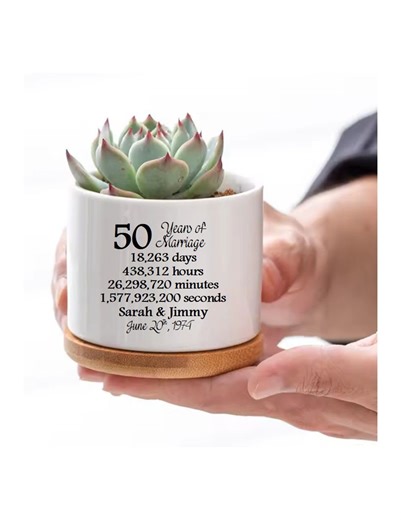 50th Wedding Anniversary Personalized Succulent Flower Pot Planter Custom Parents Anniversary Gift for Her Anniversary 50 Years of Marriage - Etsy