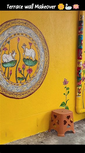 Terrace wall Makeover 🌼🦢🪷 Wall Art |In Affordable price 🐼#makeover #terracegarden #terracemakeover