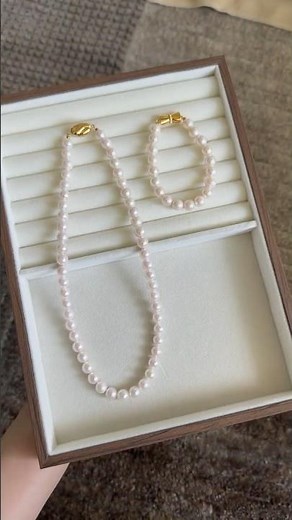 Pinkish White Akoya Pearl Beaded Necklace & Bracelet Set. – KOKO PEARL JEWELRY