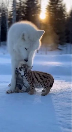 Majestic Snow White Wolve: Playful Wolf Pups Discover Their Wild Side #wolves #nature #wildlife