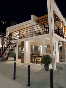 Modern Two-Storey Commercial Building Design for a Trendy Coffee Shop