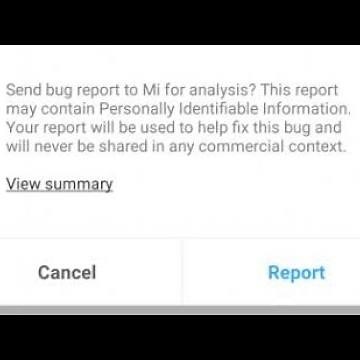 send bug report to mi for analysis this report may contain personally identifiable information