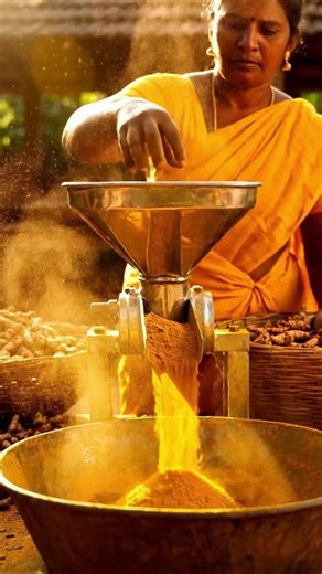 Turmeric Root to Golden Powder #factoryprocess #machine #foodmanufacturing #manufacturingprocess