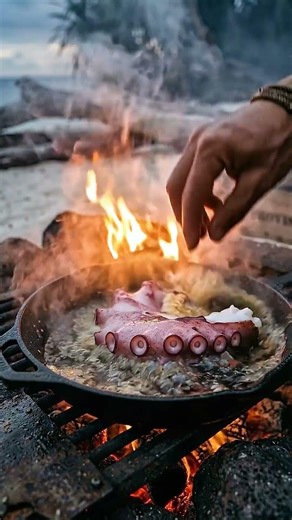 🎉 Boom COOKING Giant SEAFOOD Octopus Dish 🐙✨ #shorts #creative