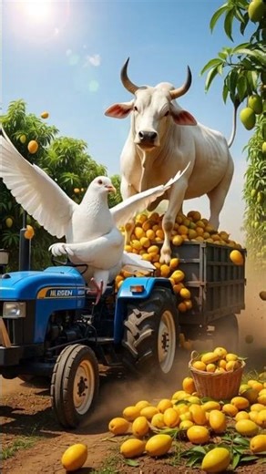 Giant White Pigeon vs Mad Bull | Mango Tractor Story