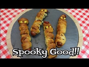 Mummy Dogs ~ Tasty Halloween Dinner Idea ~ Crescent Wrapped Hot Dog ~ Noreen's Kitchen