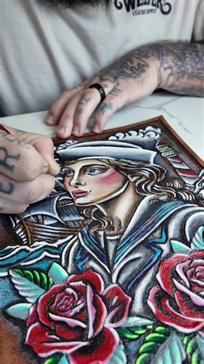 Watch Dennis Forrester bring a Sailor Girl to life using the Leather Tattooling™ Machine. 🎨 Tattoo-style precision 🖐️ Low vibration, easy on hands 🔋 Wireless power, serious performance This Sailor Girl demo shows what’s possible when two crafts collide.