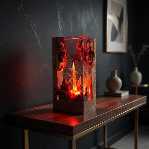 Fire Breath Dragon Resin Lamp, Resin Art, Dragon Art,dragon Statue,table Lamp,gift for Him, Gaming Decoration, Dragon Lamp as Halloween Gift - Etsy