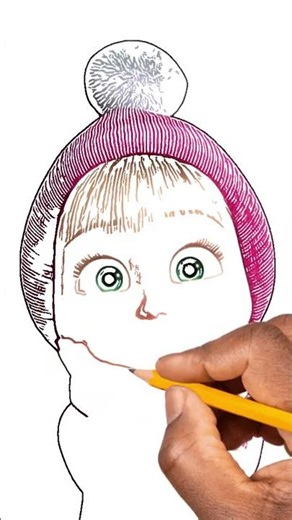 How to Draw Masha with Bear Easy for Kids 🎨 | Step by Step Drawing & Coloring