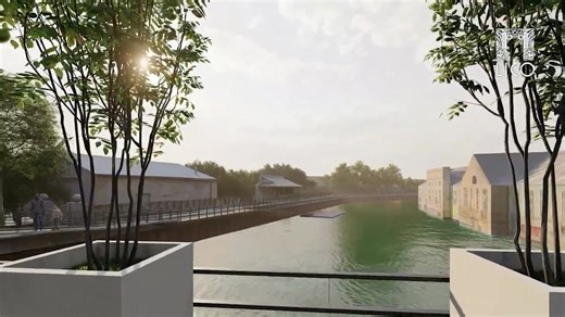 The Polo Riverwalk as conceptualized in 2023 At the conceptual core of the Polo Riverwalk is an architectural act both pragmatic and poetic: the flood-control sheet piles—normally consigned to the anonymous realm of civil engineering—are structurally integrated with a public promenade, transforming an instrument of defense into a place of encounter. These steel walls, driven deep into the riverbank to resist erosion and seasonal inundation, are not hidden behind cosmetic treatments. Instead, the