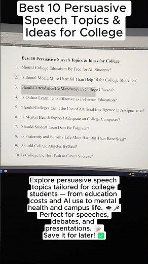 Best 10 Persuasive Speech Topics & Ideas for College