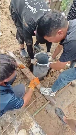 Installation process of cement well pipes