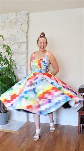 The Stitchery on Instagram: "Eeeeeeep it’s the annual patchwork project, and as much as I’ve loved every year’s rendition, this might be my favorite! The overall patchwork and dress style was very inspired by a recent make of @janesdresses so thank you for doing awesome work!"