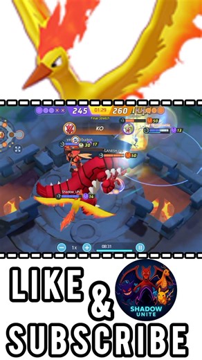 Moltres First Gameplay in Pokémon Unite 🔥 Legendary Fire Power! |#gamingshorts #viralshorts